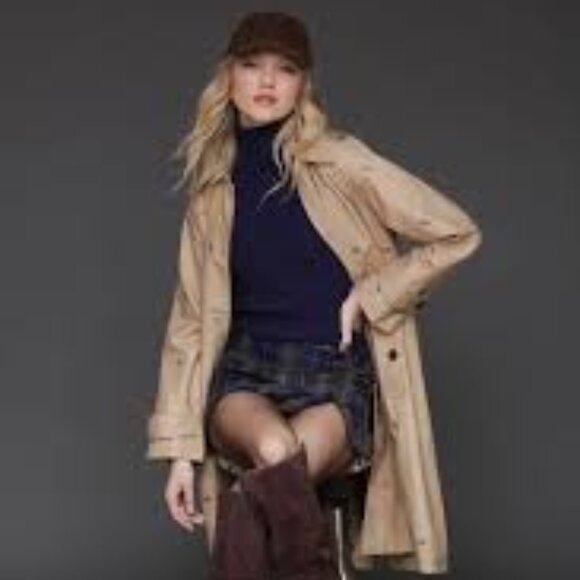 Avec Les filles Anthropologie Equine embroidered horse trench coat jacket size L - Picture 3 of 5